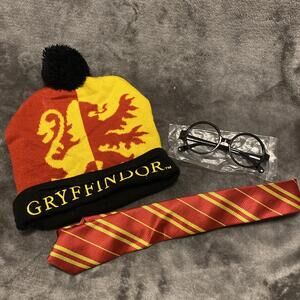 Gryffindor Beanie Harry Potter Red Yellow Winter Embroidered Striped Pom Pom Hat